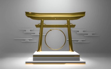 Soyut podyum beyaz arka plan 3D görüntüleme geometrik kozmetik ürün