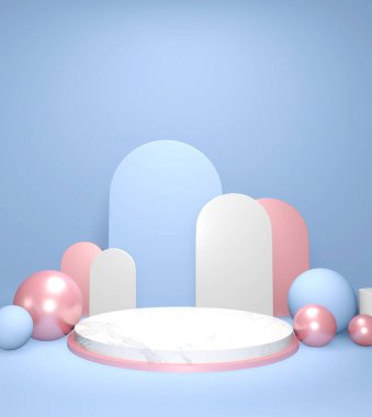 Cyan renk arka plan 3D canlandırmalı soyut Cyan podyumu