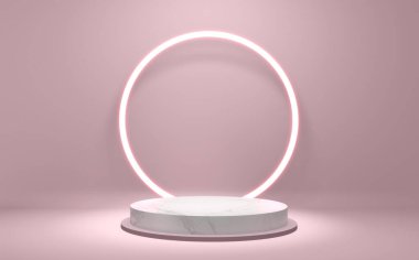 Pembe podyum gösterisi pembe arkaplan Japon stili 3D görüntüleme