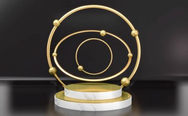 Podyum kozmetik ürün geometrik form silindir podyumu beyaz arka plan 3D görüntüleme