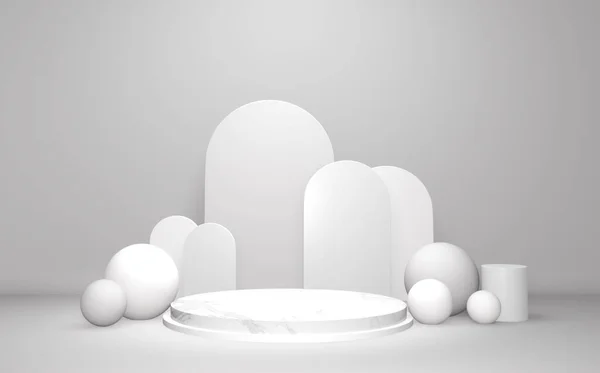 Soyut Podyum Kozmetik Ürün Geometrik Form Podyumunu Beyaz Arka Plan — Stok fotoğraf