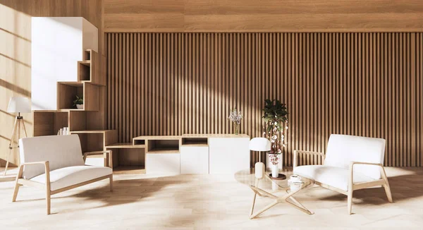 Diseño Interior Tiene Sillón Habitación Vacía Diseño Japonés Representación —  Fotos de Stock