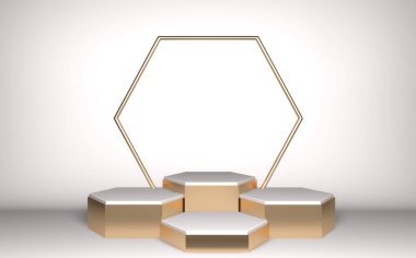 Beyaz soyut podyum kozmetik ürünü geometrik Japon stili 3D görüntüleme