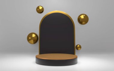 Podyum kozmetik ürün geometrik form silindir podyumu beyaz arka plan 3D görüntüleme