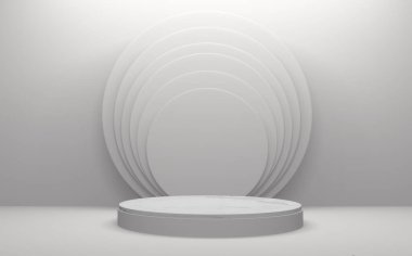 Beyaz Podyum minimal geometrik soyut 3D oluşturma