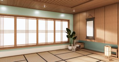 3 boyutlu görüntüleme. Nane japon tarzı iç tasarım orinal.