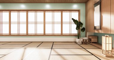 3 boyutlu görüntüleme. Nane japon tarzı iç tasarım orinal.