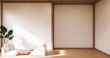 İç mekan, tropikal tarzda, 3D duvar tasarımlı.