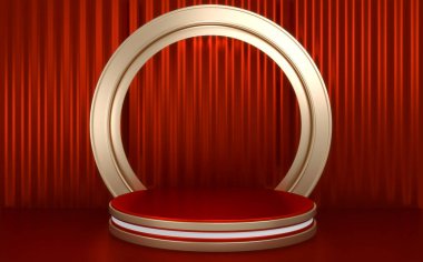 Kırmızı Podyum minimum geometrik 3D görüntüleme