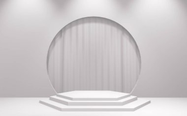 Beyaz Podyum minimal geometrik soyut 3D oluşturma