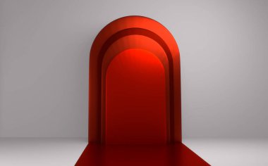Kırmızı Podyum minimum geometrik 3D görüntüleme