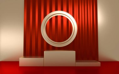 Kırmızı Podyum minimum geometrik 3D görüntüleme