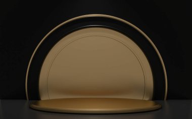 Koyu siyah podyum minimum geometrik soyut 3D oluşturma