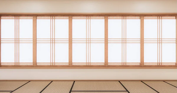 三维渲染白色日本风格的房间室内设计 — 图库照片