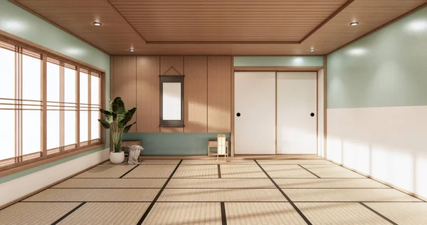 Рендеринг Мятный Японский Стиль Интерьера Комнаты Orinal — стоковое фото