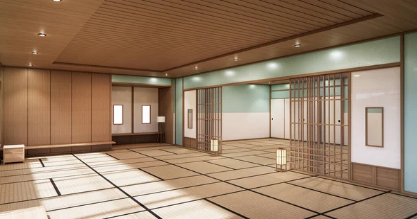 Рендеринг Мятный Японский Стиль Интерьера Комнаты Orinal — стоковое фото