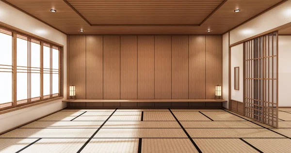 Minimalny Pokój Japoński Styl Design Renderowania — Zdjęcie stockowe