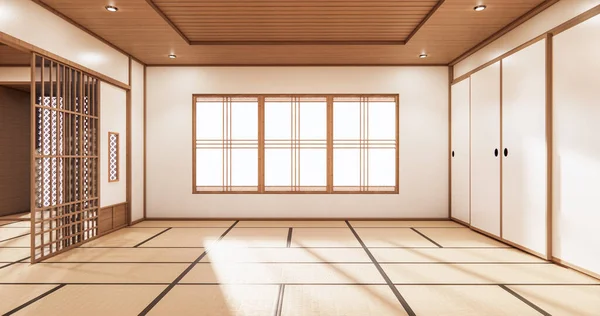 Den Minimala Japanska Designen Rummet Rendering — Stockfoto