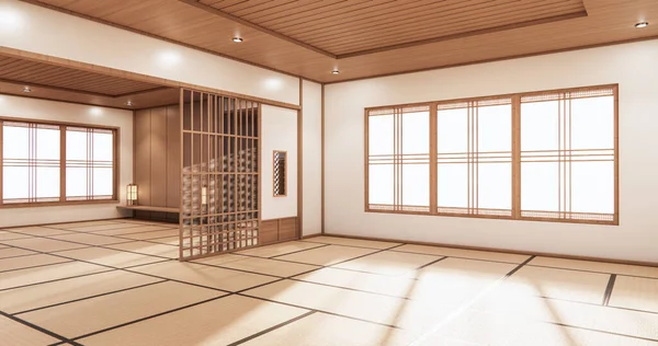 Den Minimala Japanska Designen Rummet Rendering — Stockfoto