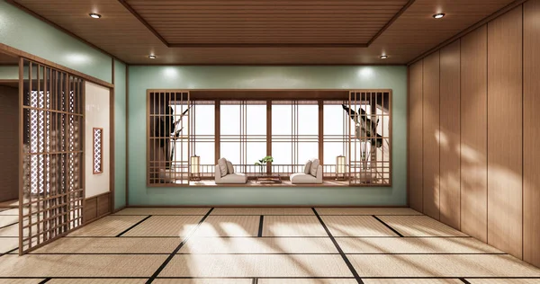 Menta Habitación Mínima Diseño Estilo Japonés Representación — Foto de Stock