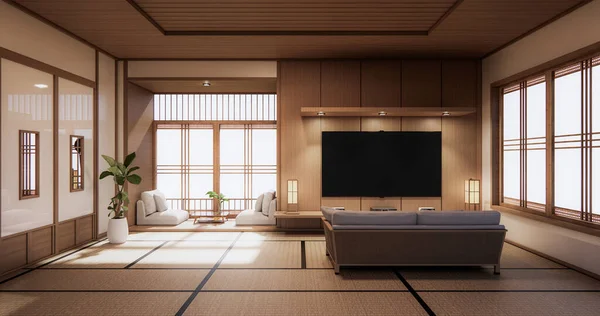 Cinema room minimal design Japanese style .3D rendering