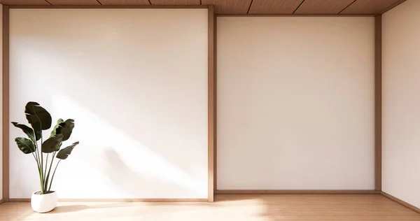 房间的日本风格最小的设计 3D渲染 — 图库照片
