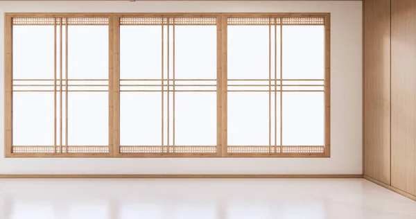 Empty White Wooden Wall White Floor Interior Design Rendering — Stock Photo, Image