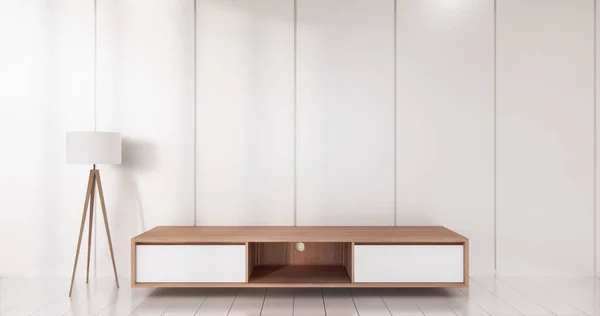 Biały Pokój Biały Podłogi Minimalistyczny Japoński Salon Renderowanie — Zdjęcie stockowe