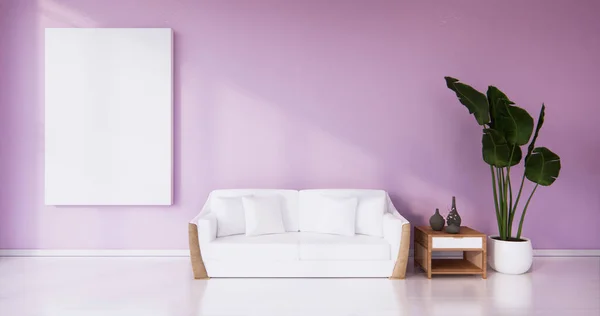 Weißer Sessel Wohnzimmer Rosa Wände Rosa Stil Darstellung — Stockfoto