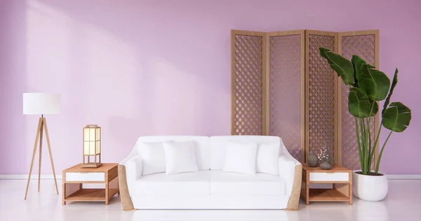 Sillón Blanco Sala Estar Paredes Color Rosa Estilo Rosa Representación — Foto de Stock