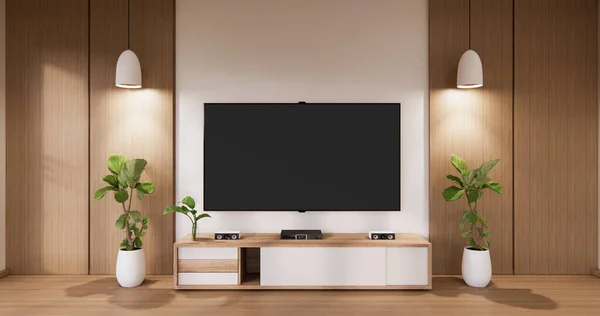 Cabinet Display Dengan Modern Kamar Putih Lantai Minimalis Rendering — Stok Foto