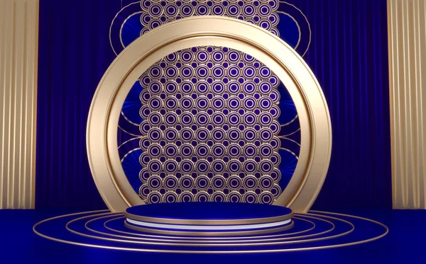 Den Blå Podium Minimal Geometrisk Rendering — Stockfoto