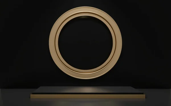 製品のための黒と黄金の高級表彰台中国スタイル 3Dレンダリング — ストック写真