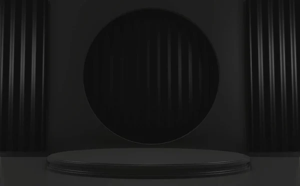 Koyu Siyah Podyum Minimum Geometrik Soyut Oluşturma — Stok fotoğraf