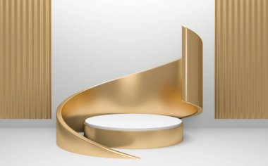 Beyaz podyum arka planda asgari düzeyde. 3B görüntüleme