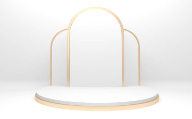 Beyaz podyum arka planda asgari düzeyde. 3B görüntüleme