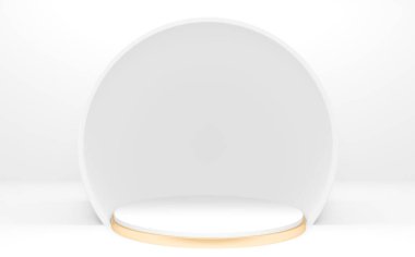 Beyaz podyum arka planda asgari düzeyde. 3B görüntüleme