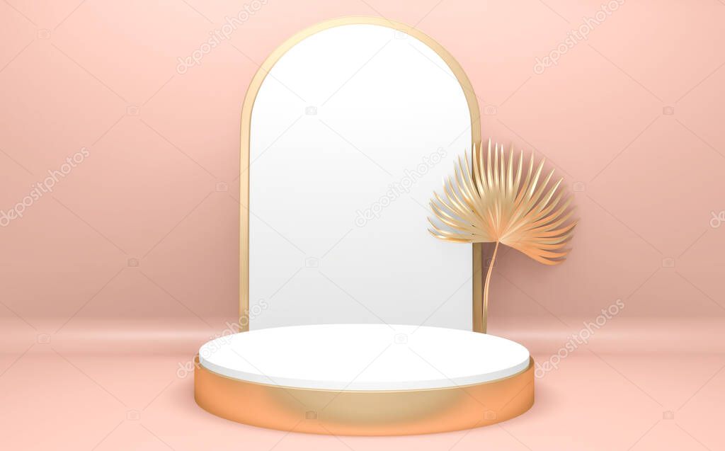 Pink podium minimalist mockup for podium display. 3D rendering