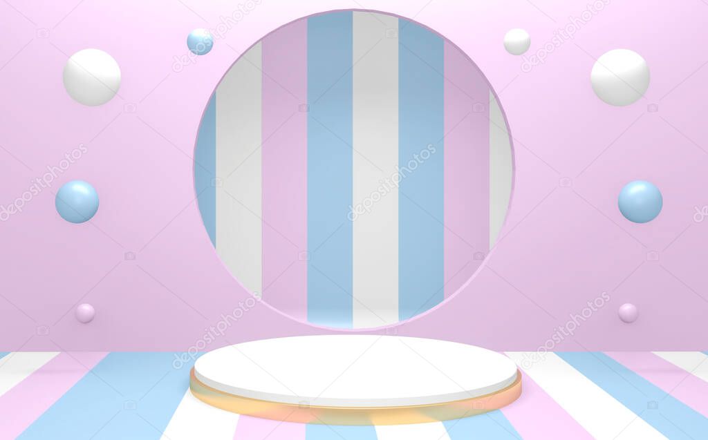 Pink and Cyan abstract on podium geometric. 3D rendering
