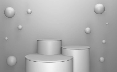 Altın Podyum minimal geometrik beyaz ve altın rengi soyut 3D görüntüleme