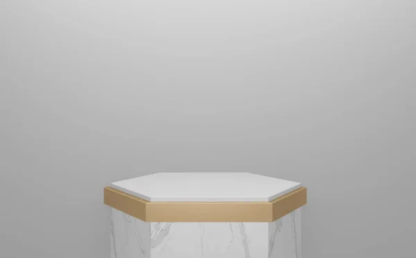 Podio Blanco Sobre Fondo Abstracto Estilo Minimalista Renderizado — Foto de Stock