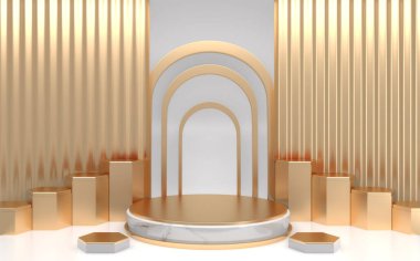 Çin podyumu minimal geometrik, podyum Çin geleneği 3D