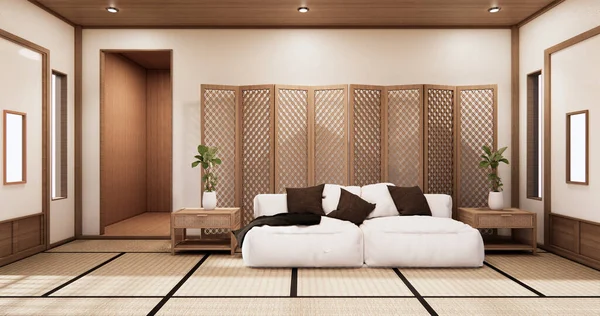 Interior Living Room Tropical Style Dengan Wall Design Rendering — Stok Foto