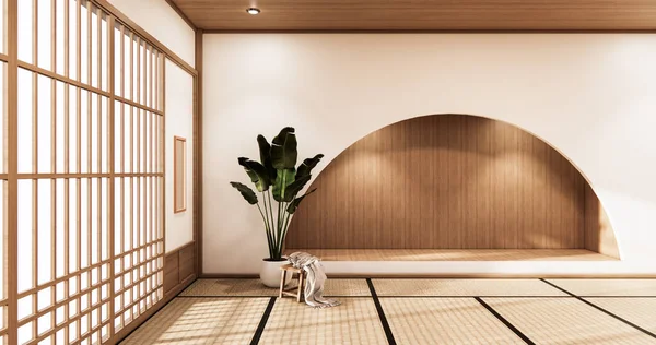 Nihon Pokój Projektowania Wnętrz Szafy Ściany Półki Podłodze Tatami Pokój — Zdjęcie stockowe