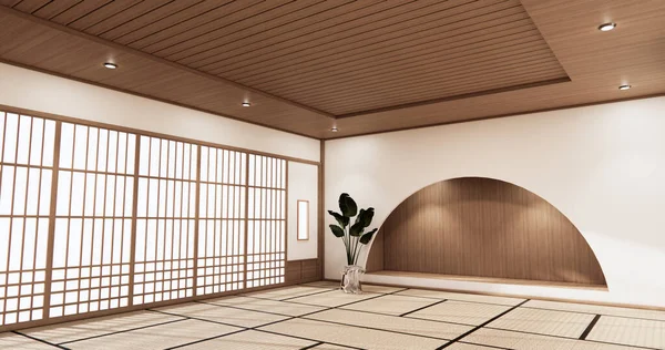 Chambre Nihon Design Intérieur Mur Étagère Armoire Sur Tatami Tapis — Photo