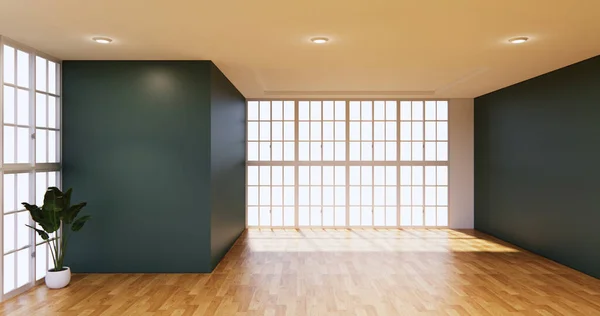 Kontor Interiör Mock Upp Panoramautsikt Kontor Japaner Stil Rendering — Stockfoto