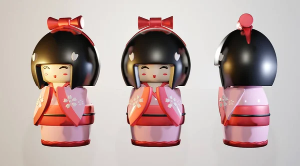 Bambola Kokeshi Bambola Bambola Giapponese Rendering — Foto Stock