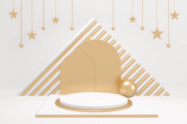 Beyaz podyum minimum tasarım ürünü sahnesi. 3d oluşturma