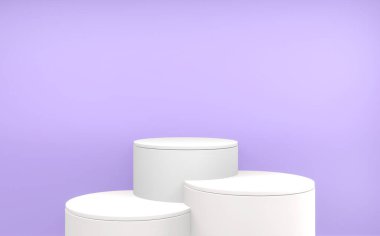 Mor podyum geometrik ürün sunumu. 3B görüntüleme
