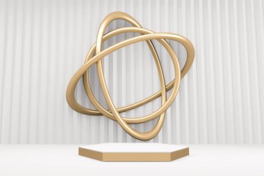 Beyaz podyum en az tasarım ürünü sahnesi. 3d oluşturma